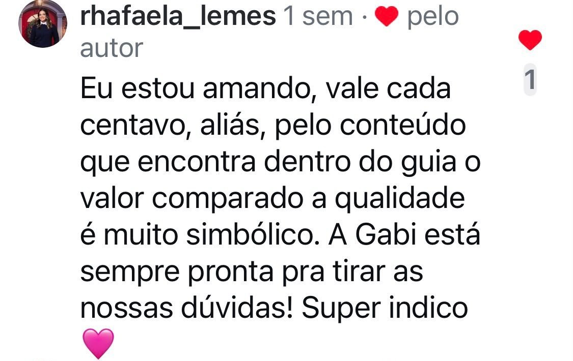 Comentário de rhafaela_lemes sobre o guia